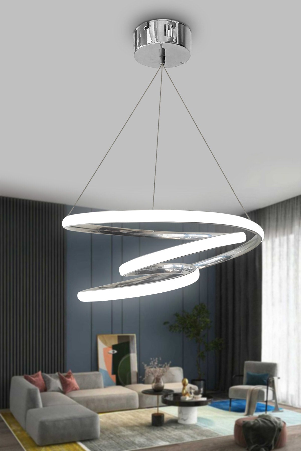 Chrome Galaxy Weißlicht-LED-Kronleuchter