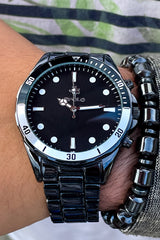 New Season Black Color Metal Band Men's Wristwatch Bracelet With Gift
