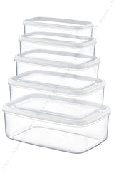 Set of 5 Embox Rectangular Provisions, Food Storage Container White