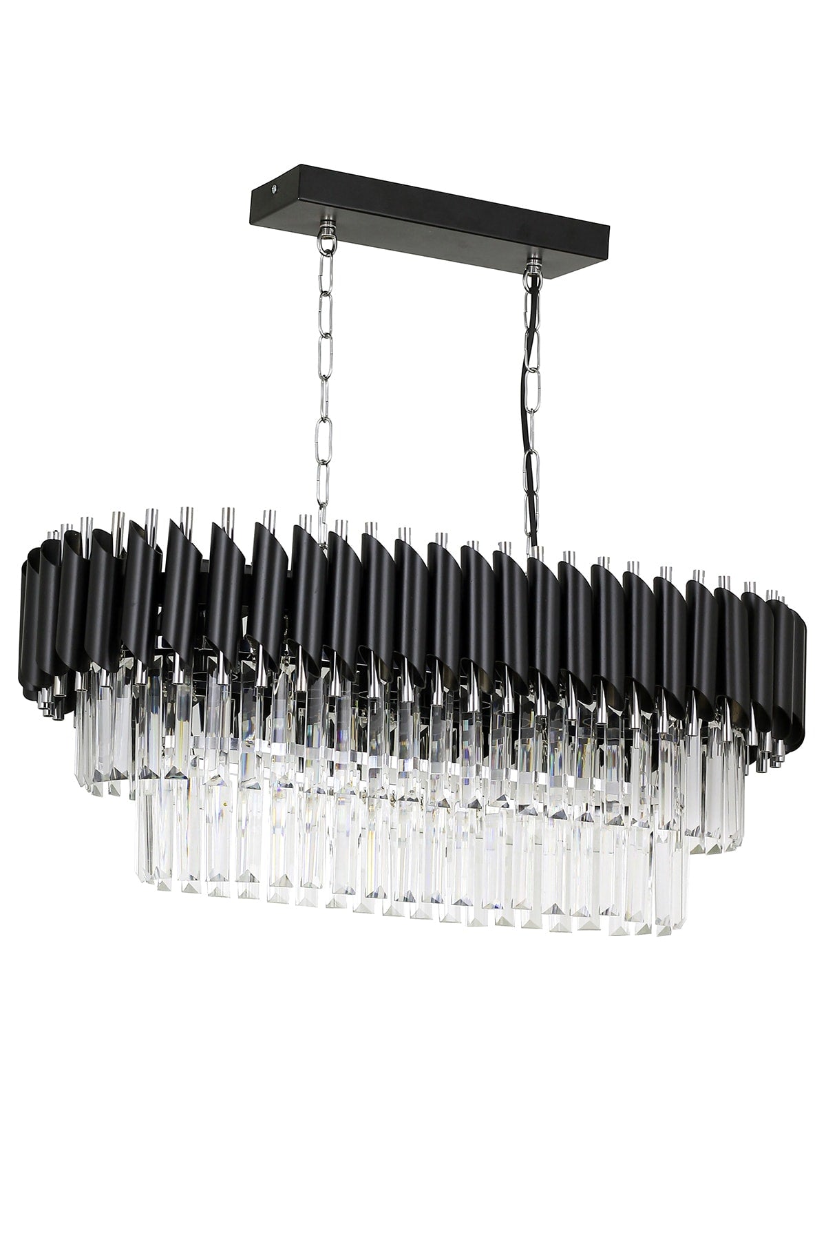Palmira 75X35 Cm Crystal Stone Luxury Dining Table Chandelier Set Of 6 - (Black-Chrome)