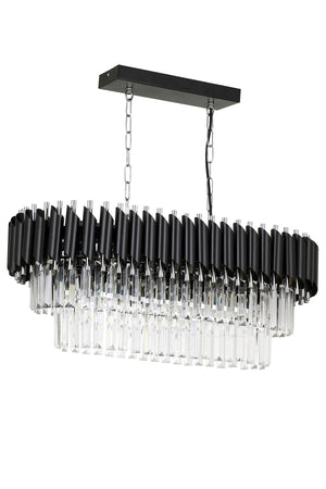 Palmira 75X35 Cm Crystal Stone Luxury Dining Table Chandelier Set Of 6 - (Black-Chrome)