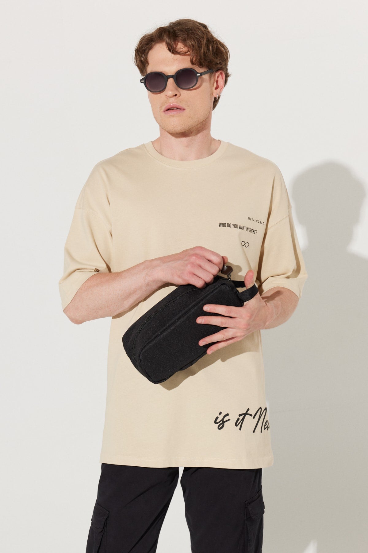 Men'S Black-Brown Zipper Clutch Bag