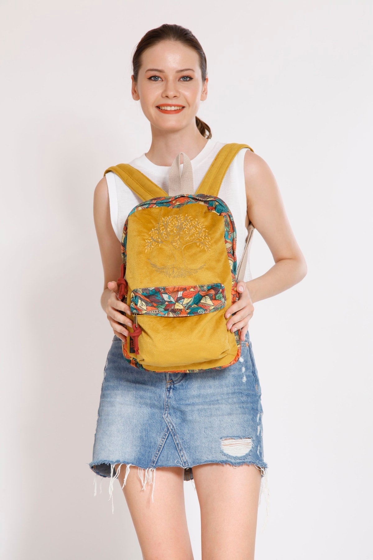 Ethnic Authentic Bohemian Backpack with Tree of Life Embroidery