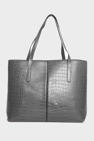 Women'S Crocodile Pattern 2-Sleeve Zippered Large Size Bag Shoulder Bag, Clutch Bag, Laptop Bag