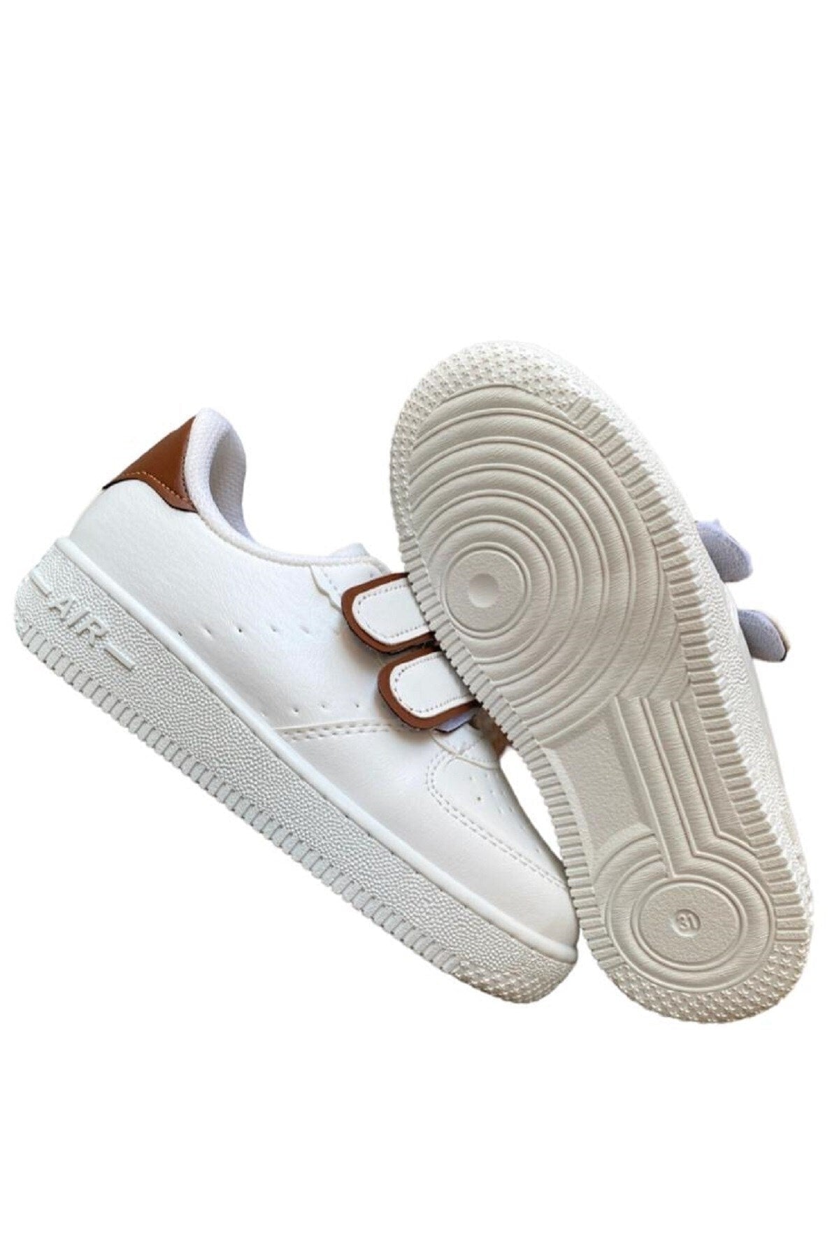 Unisex Girls Boys Velcro Sneakers Sneaker - White Brown