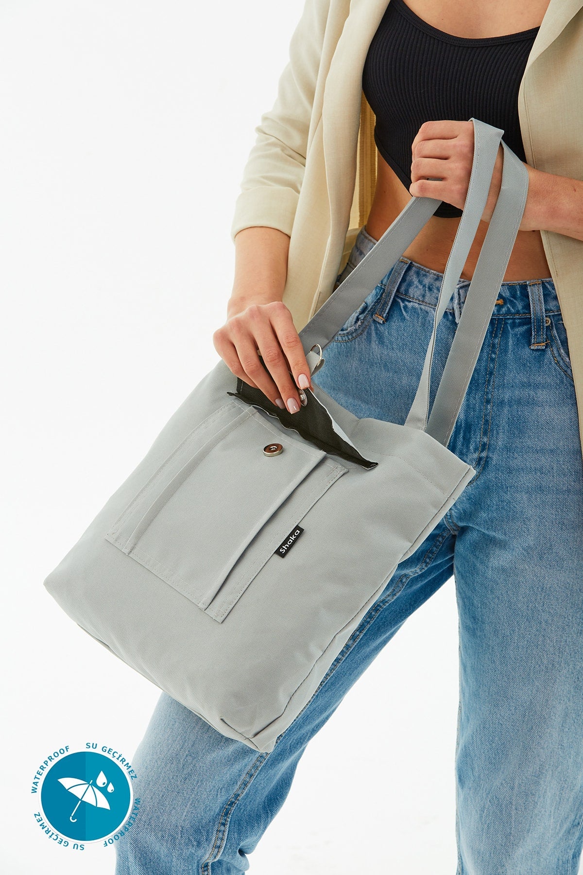 Gray U7 2-Compartment Large Volume Waterproof Fabric Women'S Sports Daily Arm And Shoulder Bag B:35 E:35
