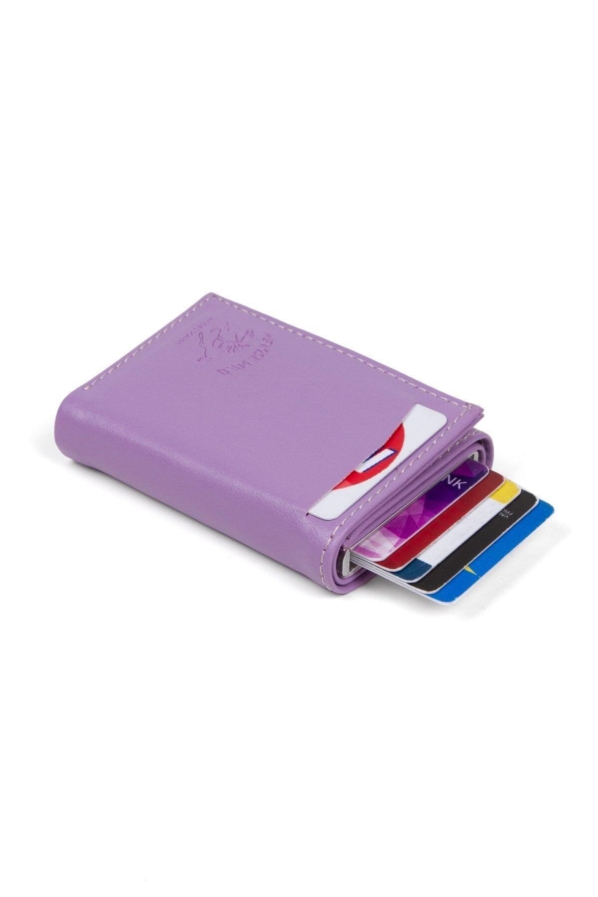 Women'S Leather Aluminum Mechanism Sled Card Holder Wallet With Paper Money Compartment (Daily)