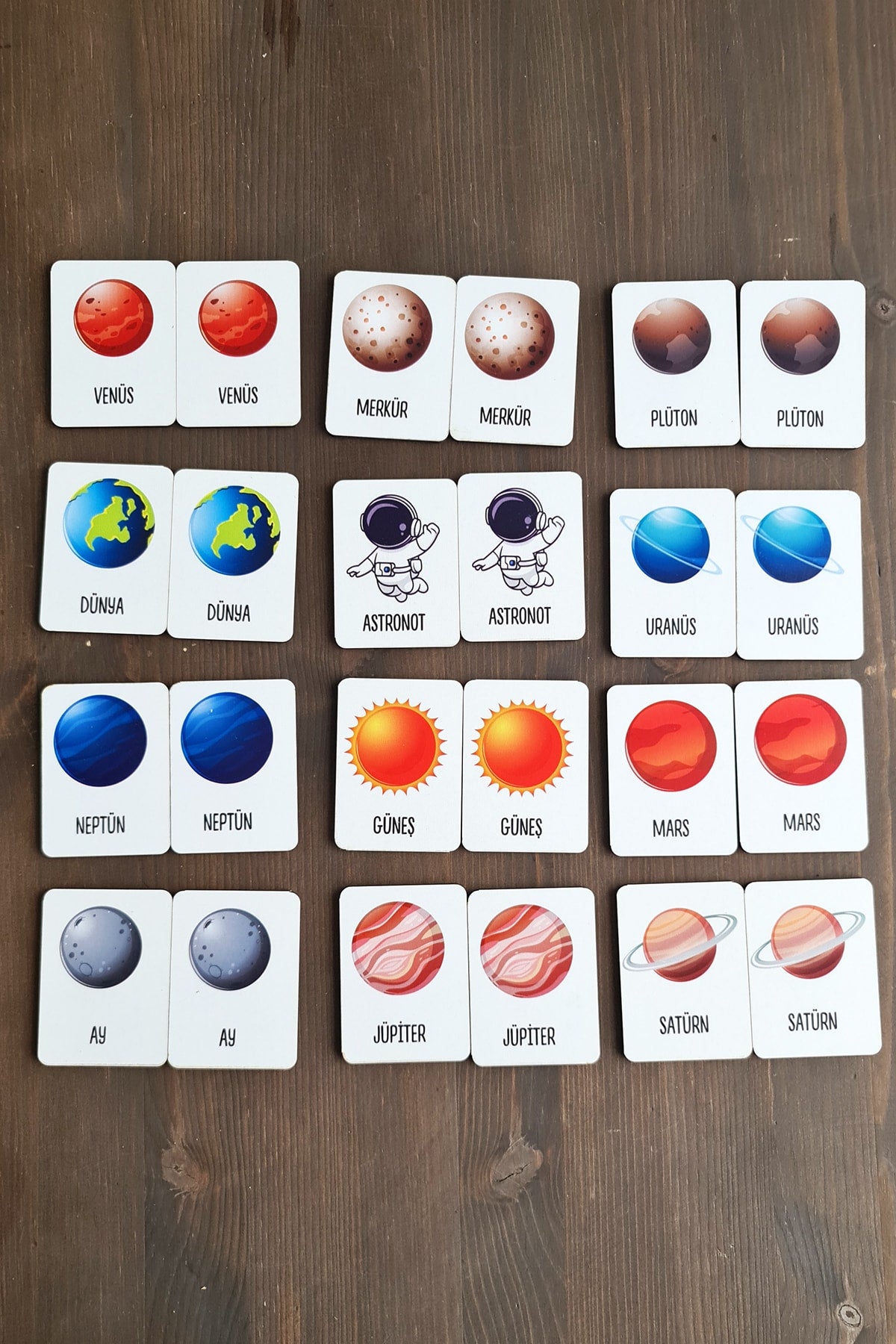 Wooden Space Memory Matching Game Preschool Intelligence Cards