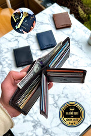 Brown Butterfly Model Genuine Leather Men'S Name Printed Wallet