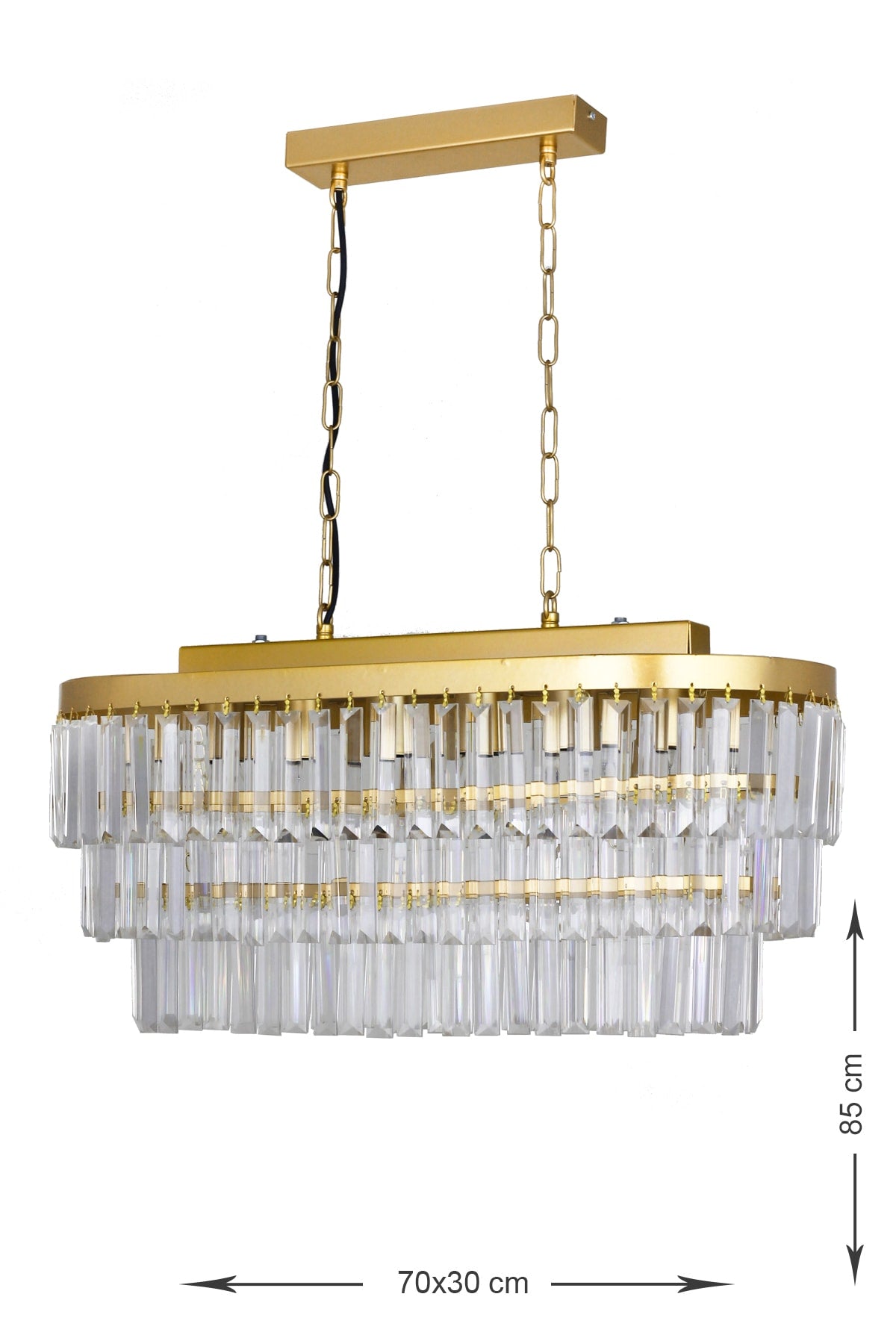 Linsa 70X30 Cm Crystal Glass Stone Luxury Chandelier Above The Dining Table - (Yellow Gilding)