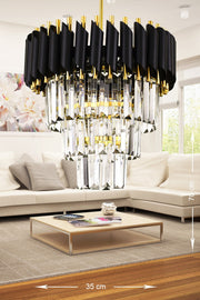 Black Gold Palmira 35' Crystal Stone Luxury Chandelier