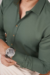  Приталенная мужская рубашка Cactus Green Brown на пуговицах с коробкой