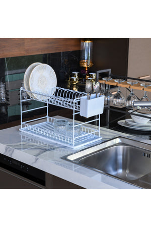 Lifetime Stainless Two-Tier Plate Rack Dish Rack 50 Cm White
