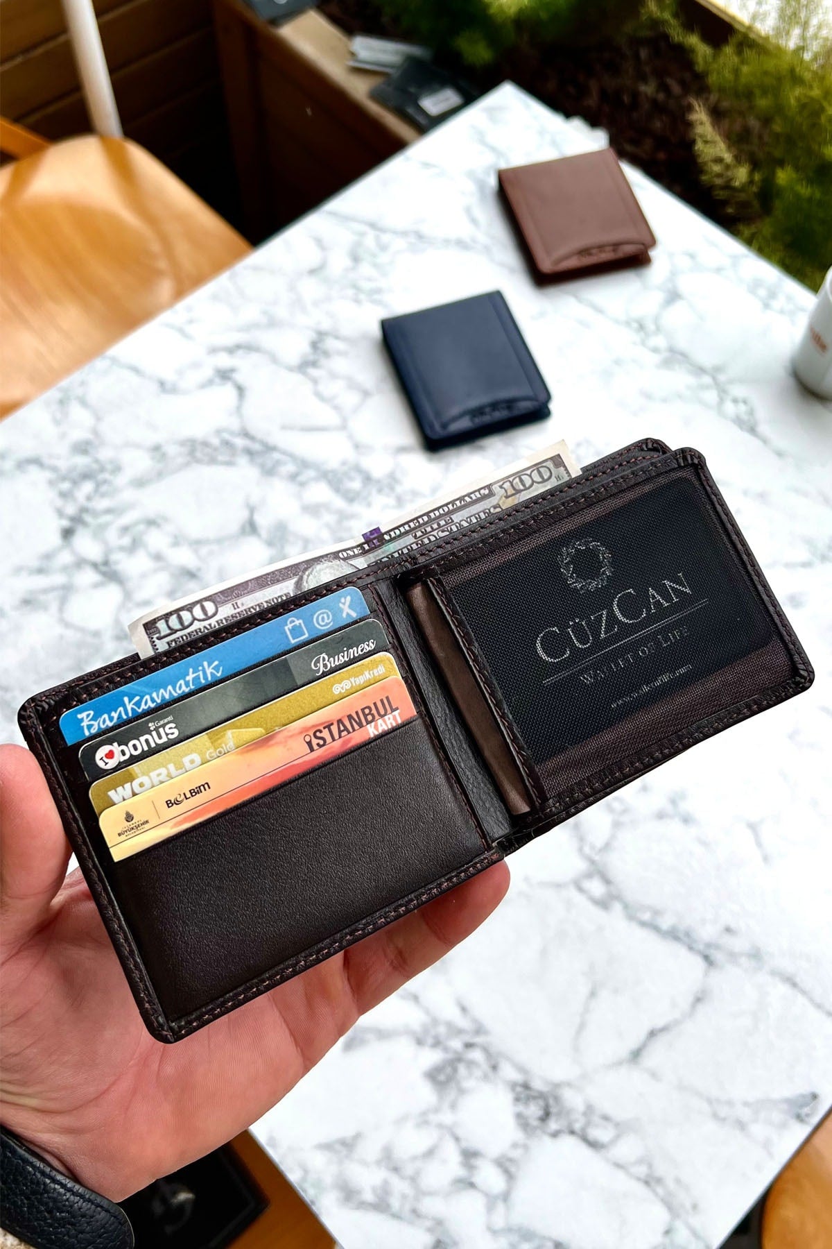 Brown Butterfly Model Genuine Leather Men'S Name Printed Wallet