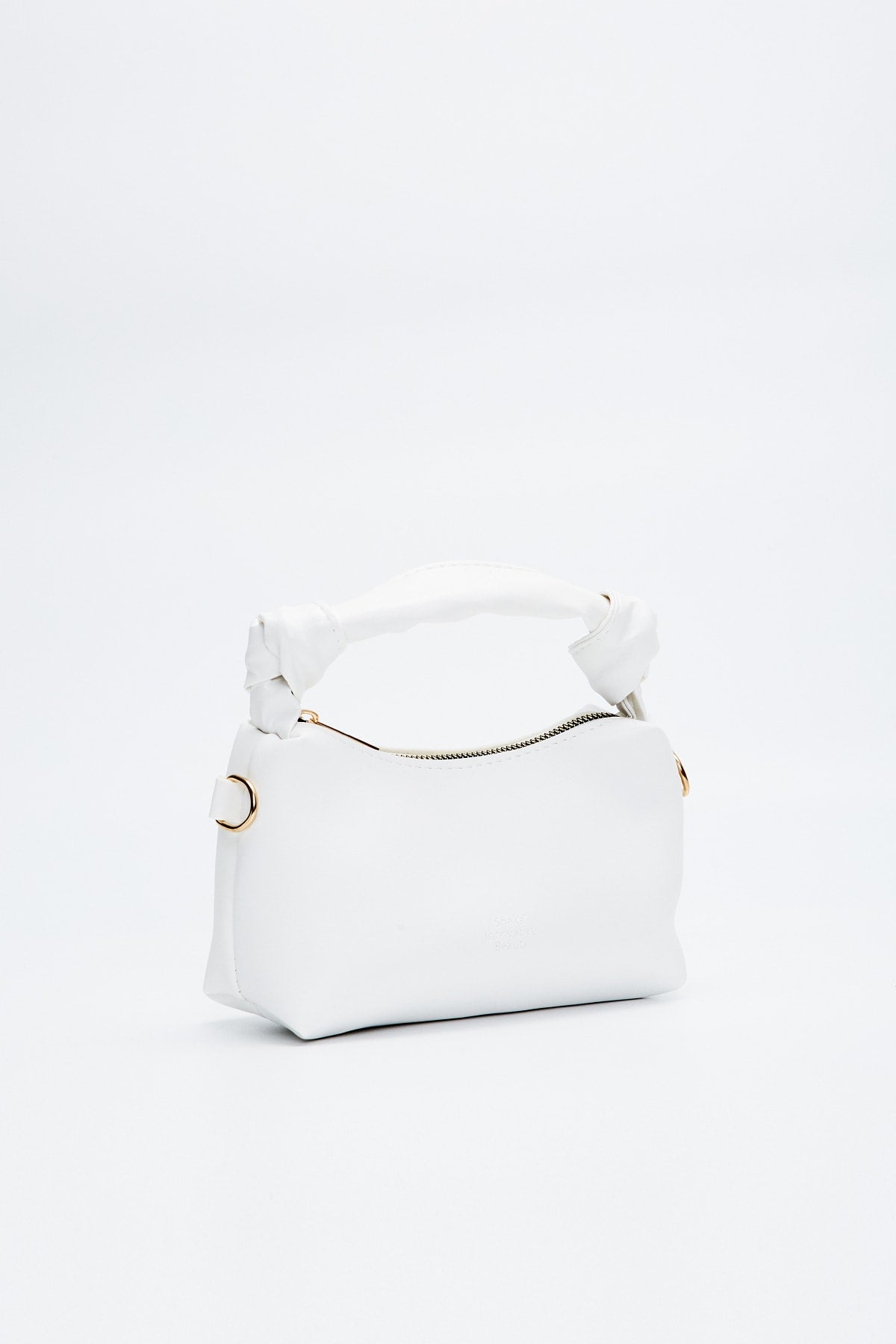 White Shk24 Soft Leather Knot Detailed Chain Strap Hand And Shoulder Bag L:14 E:22 W:8 Cm