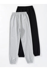 2-Pack Printed Jogger Sweatpants - Black And Grey, Elastic Leg, High Waist, Summer - Swordslife