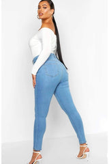 Sinemstyle Plus Size Lycra Light Blue Gathering Jeans - Swordslife