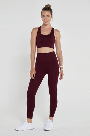 Gela High Waist Flexible and Gathering Sports Leggings Claret Red - Swordslife