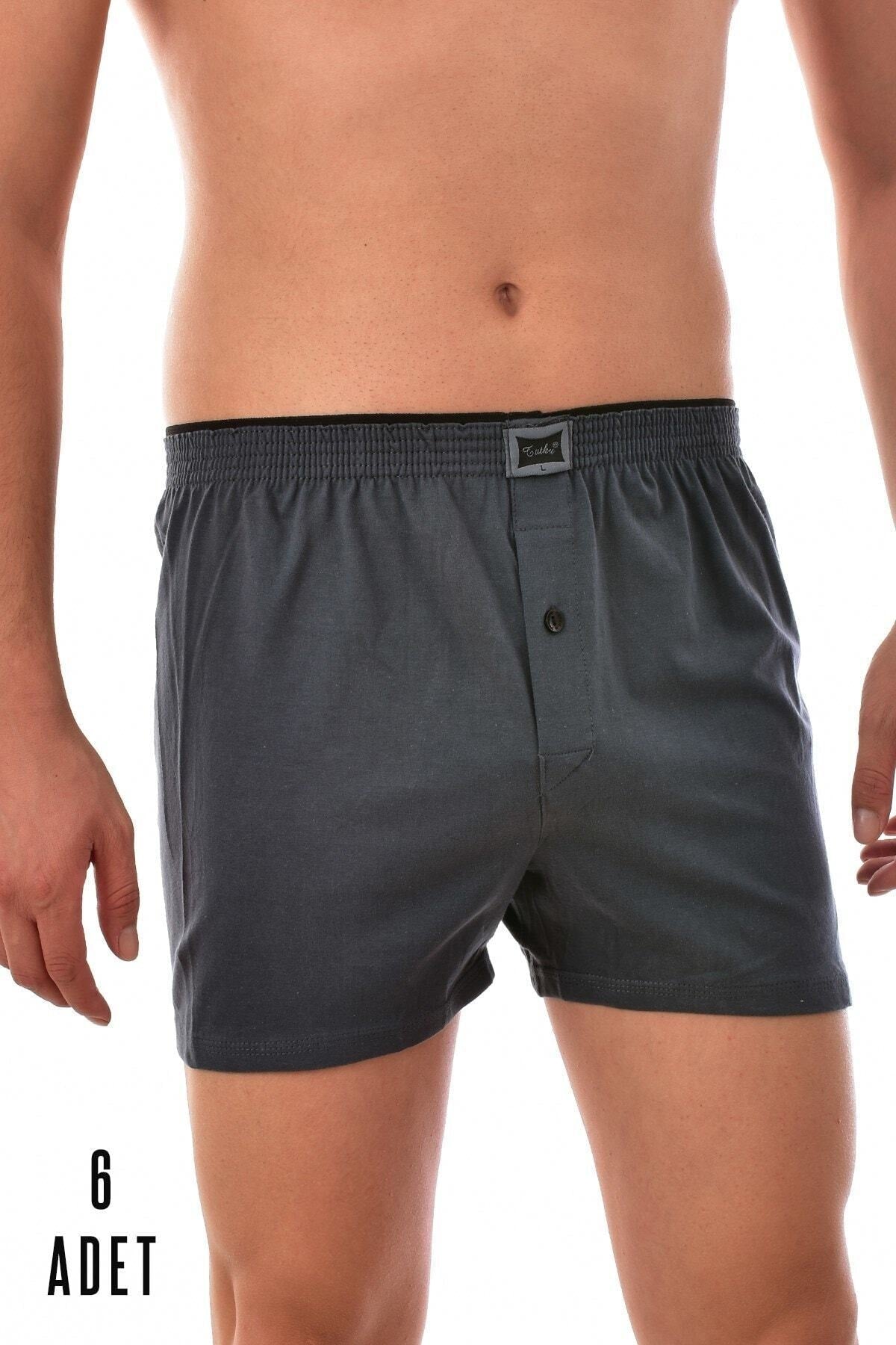 Herren-Boxershorts Passion Cotton mit Knöpfen, geräuchert, 6-teilig, geräuchert, 0117