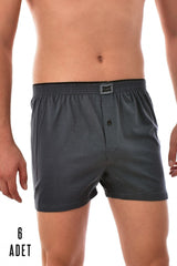 Men's Smoked 6 Pieces Passion Cotton Buttoned Boxer Smoked 0117
