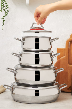 Emirgan 8 Piece Steel Cookware Set With Induction Base