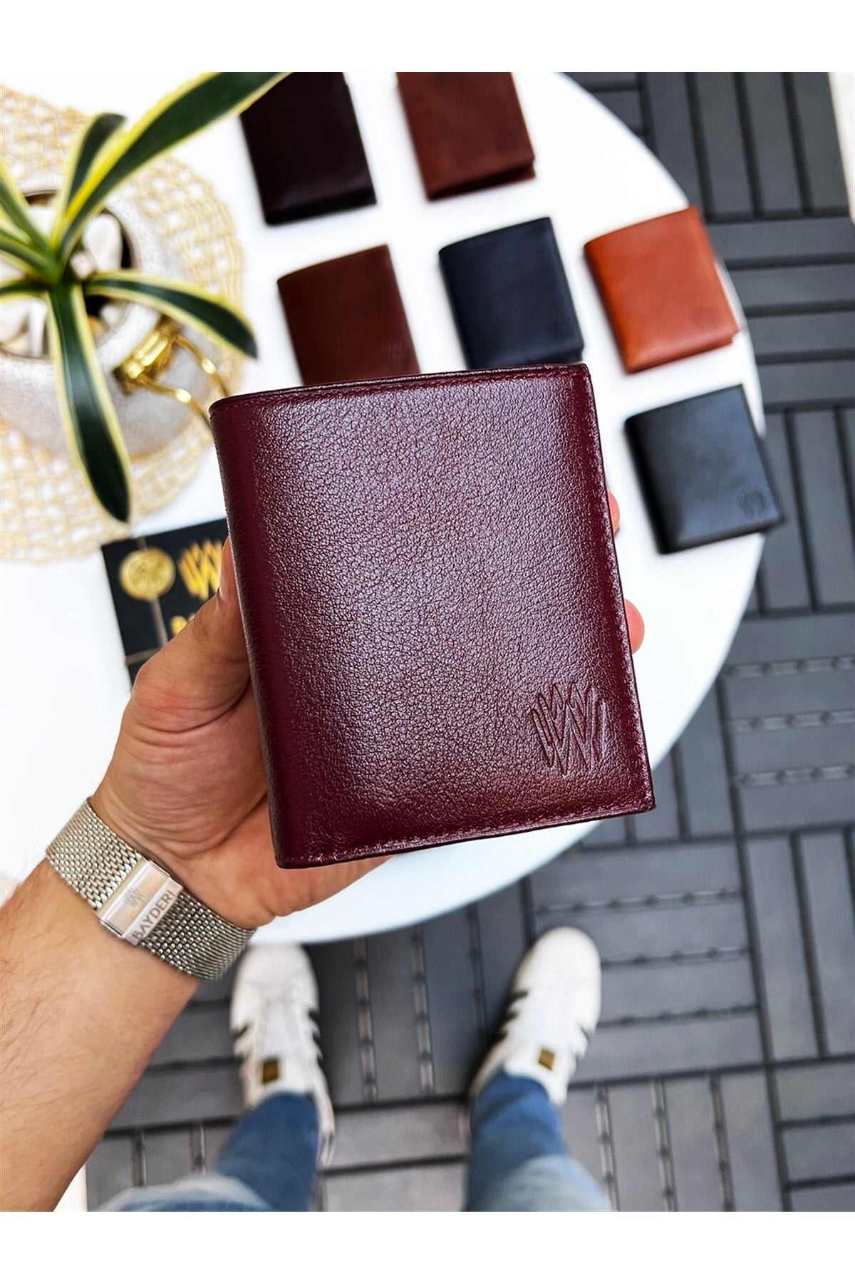 Luna Genuine Leather Gentle Men'S Wallet Claret Red With Handy Coin Holder