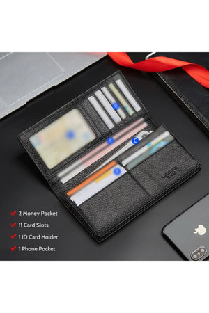 Salvatore Made in Italy Lange Herrenbrieftasche aus echtem Leder – Langes Herrenkartenetui