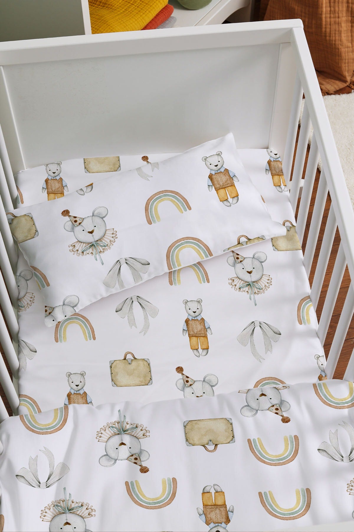 Mother'S Side Crib Duvet Cover Set (60X100) - Iconic Series - Antique Teddy Bear
