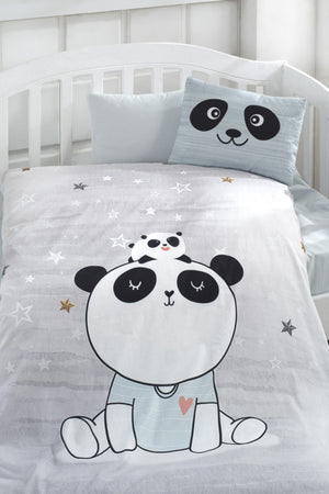 Baby Gray Cotton Digital Printed 3D Duvet Cover Set