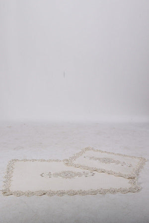 Lisa Cornered Cream 2-Piece French Lace Bath Mat Set Dowry Closet Set - Swordslife