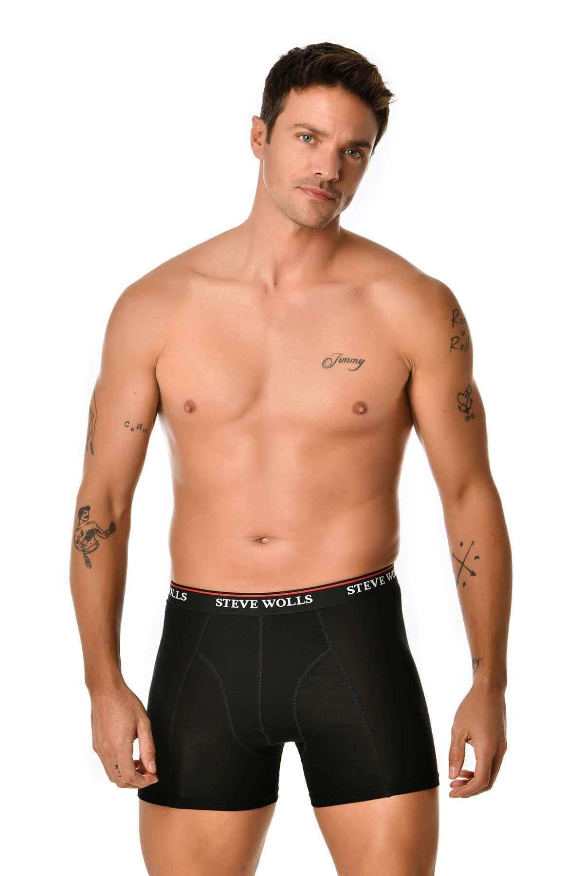 Schwarze Bambus-Boxershorts für Herren, 5er-Set