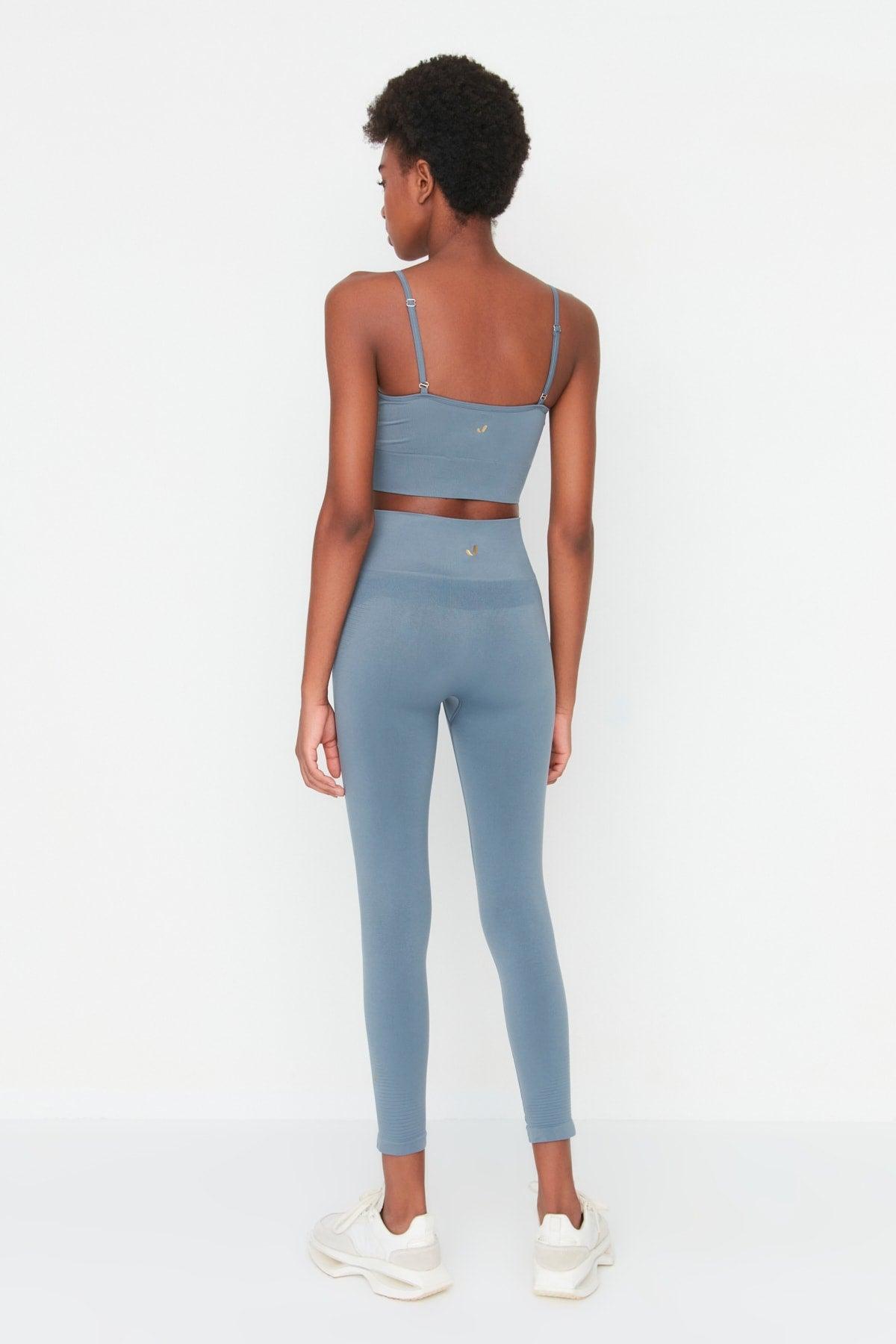 Vella - Pastel Blue High Waist Gathering Leggings - Swordslife