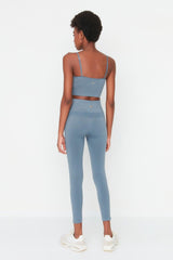 Vella - Pastel Blue High Waist Gathering Leggings - Swordslife