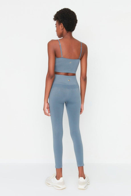 Vella - Pastel Blue High Waist Gathering Leggings - Swordslife