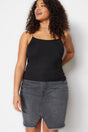 Black Crop Knitted Strap Blouse TBBSS23AF00013 - Swordslife