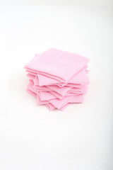12 Pcs Muslin Mouth Wipes , Sweat Cloth Double Layered Sewed Pink