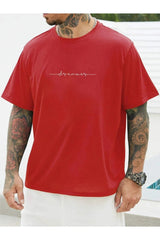 Black Sokak Men's Red Dreamer Printed Oversize Crew Neck Tshirt