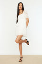 Ecru A-Line Midi Woven Lined Embroidery Dress TWOSS21EL0474 - Swordslife