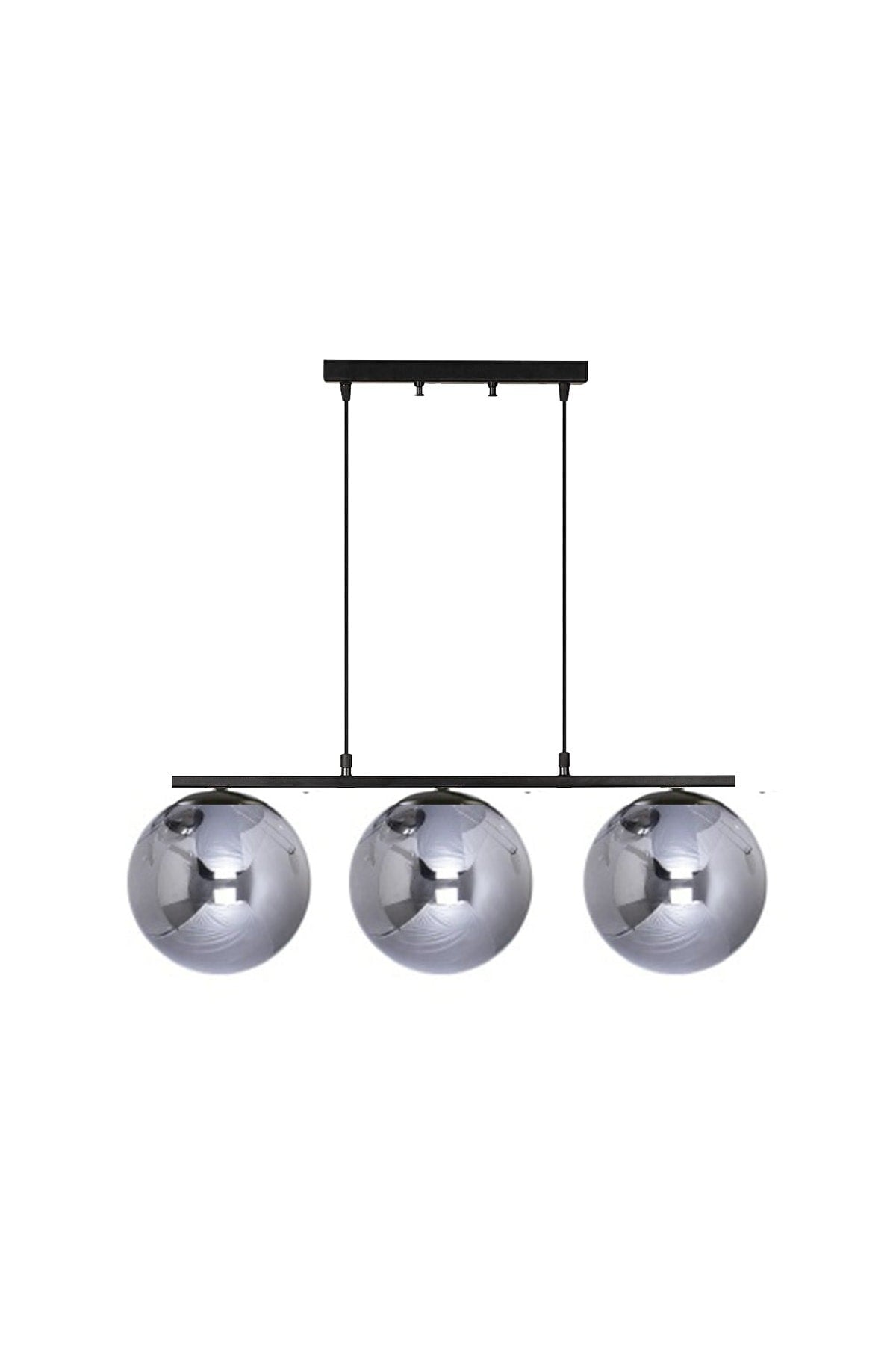 Caesar Black Colored Smoked Globe Glass Modern Design Dining Table Top - Living Room 3-Piece Chandelier