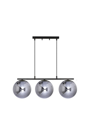 Caesar Black Colored Smoked Globe Glass Modern Design Dining Table Top - Living Room 3-Piece Chandelier