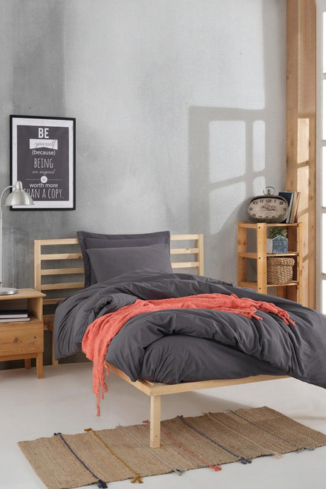 100% Natural Cotton Solid Color Duvet Cover Set Single FreshColor Smoked - Swordslife