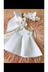 Girl's White Floral Dress