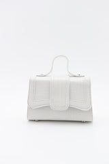 Women's White Leather Chain Strap Mini Hand And Shoulder Bag