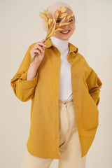 103901 Oversize Basic Hijab Shirt - Mustard - Swordslife