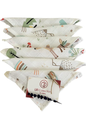 6 Piece Muslin Mouth Wipes Made Of 100% Cotton Muslin Fabric