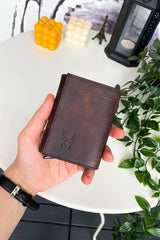 Genuine Leather Card Holder with Rfid Protection Mechanism