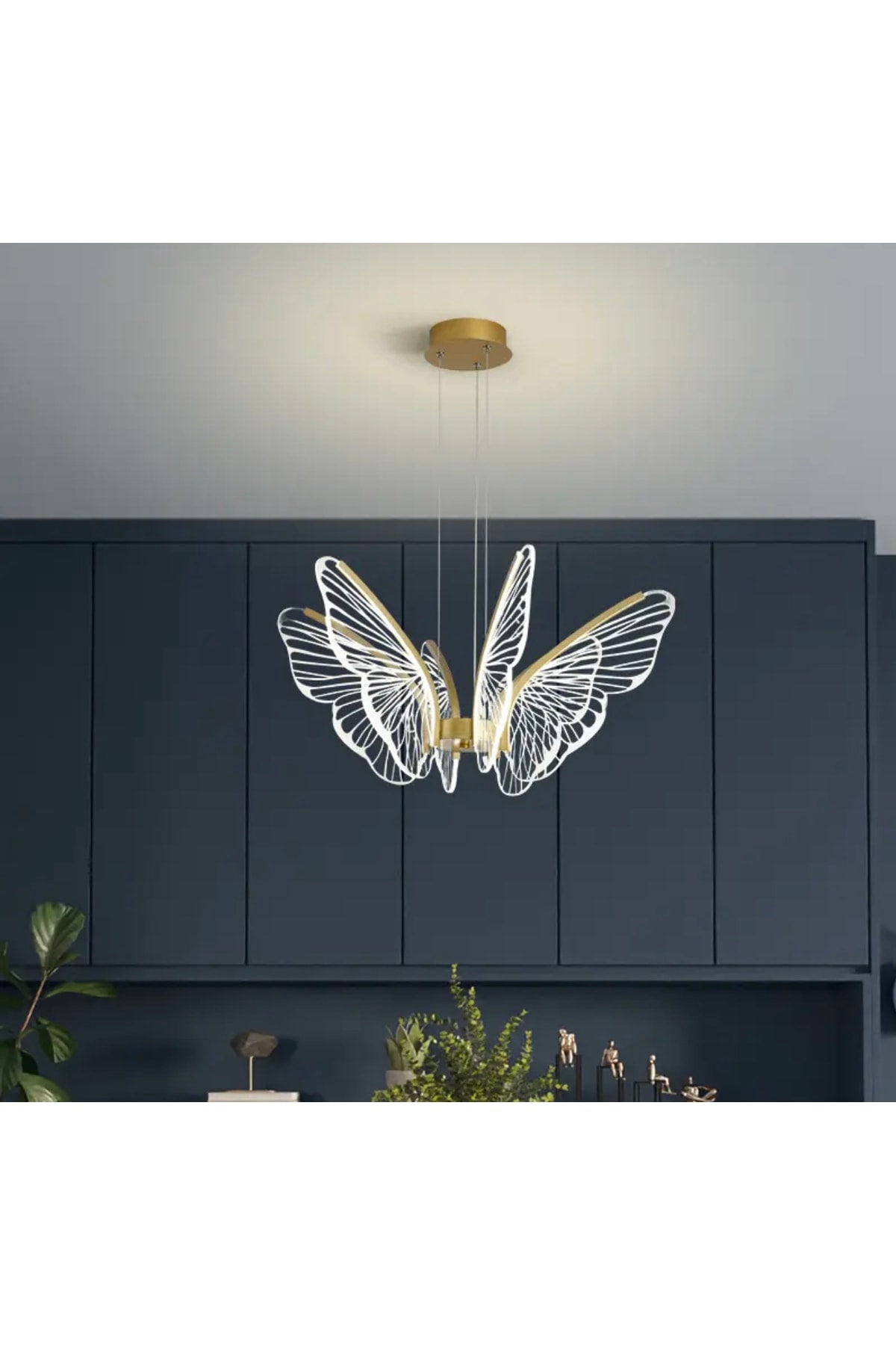 Luxury Exclusive Modern Butterfly Pendant Lamp Led Chandelier Butterfly Gold Yellow Multistage 3 Colors