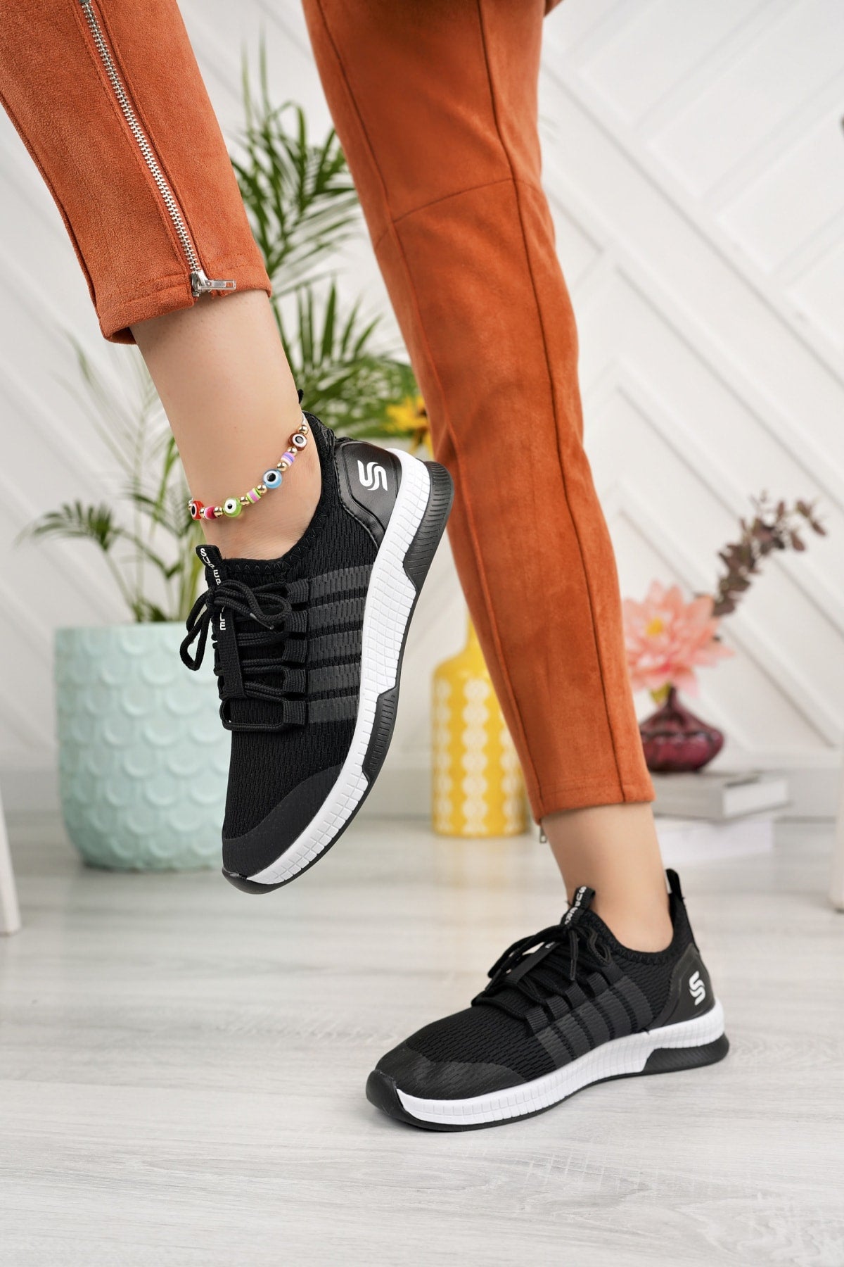 Black - Knitwear Sports Shoes for Daily Use
