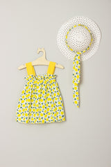 New Season Ribbed Bow Lemon Dress