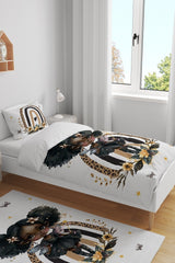 African Chocolate Girl Patterned Single Baby Duvet Cover Set